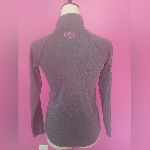 Under Armour Youth Girl's Gray/Pink Quarter Zip Jacket (Size YLG) - Picture 3 of 4